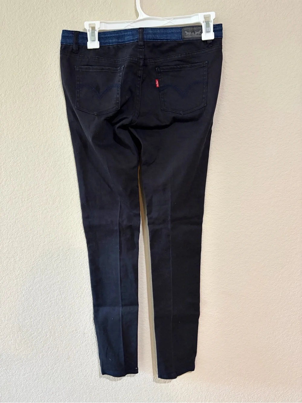 Levi’s Denim Leggings Girls 16 Reg Blue Black Tuxedo Stripe Skinny Jeans